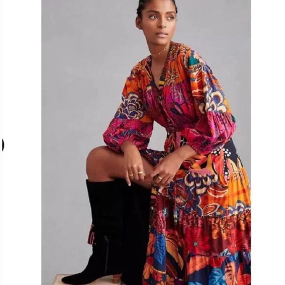 Anthropologie X Farm Rio Button-Front Maxi Dress size 2X - Picture 2 of 16